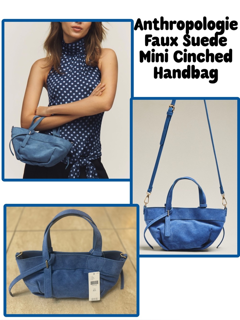 Anthropologie Faux Suede Handbag